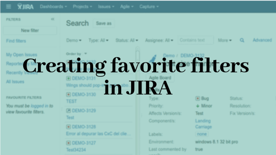 Creating favourite filters in JIRA